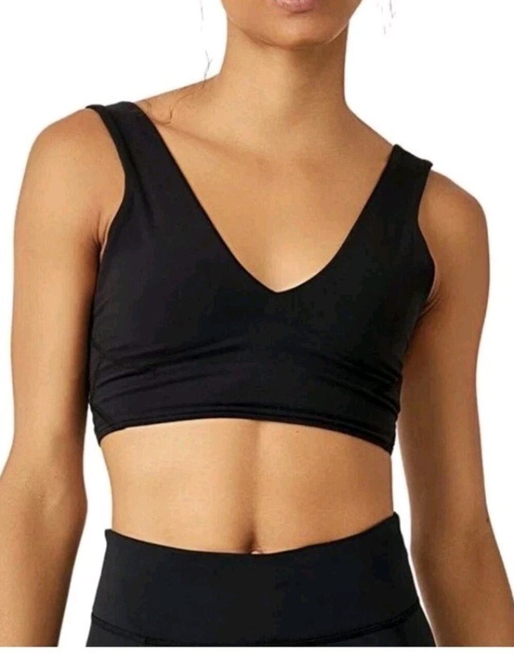 FP Movement Never Better Crop V-Neck Tank Cami Top Black Sz XL 4-Way Stretch